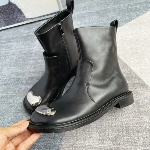 MILI-MIYA Giappone Per Il Tempo Libero Retro Stivale Alto Punta Rotonda Studentessa Universitaria Comfort Cerniera Laterale Pelle Bovina Lace Up Scarpe Elevata35-40 1