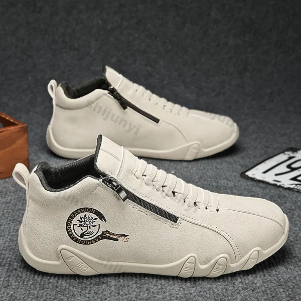 Scarpe da ginnastica casual da uomo Comfort Uomo Inverno Scarpe casual in pelle di nuova moda Scarpe da corsa alte con cerniera slip-on da uomo Scarpe antiscivolo 1
