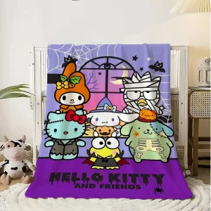 Kawaii Cat Hellos Soffici coperte morbide per divano decorativo Coperta Biancheria da letto in microfibra Interni per la casa Letto Ginocchio Inverno Doppio 1