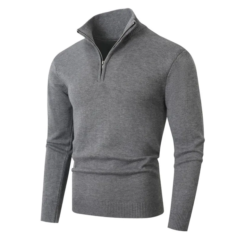 Maglione pullover con zip da uomo autunno maglione polo di lana leggero con collo a lupetto lavorato a maglia cardigan casual in tinta unita top caldi invernali 4