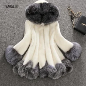 2025 Donne di Inverno Più Il Formato di Spessore Peloso Cappotto di Pelliccia Sintetica Femminile Con Cappuccio A Maniche Lunghe Giacca di Peluche Della Signora Pelliccia Finta Caldo Soffice Cardigan 1