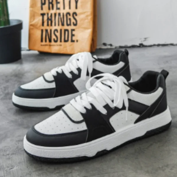 Scarpe da tavolo da uomo nuove autunnali Scarpe casual sportive Superficie in pelle traspirante Scarpe da uomo bianche con fondo spesso versatile alla moda per giovani 1