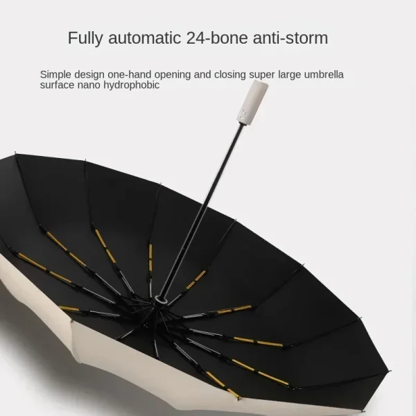 Ombrello pieghevole a 8 ossa Ombrello completamente automatico a doppio osso SPF 50 Protezione UV Resistenza alla pioggia Ombrello con forte resistenza al vento 5