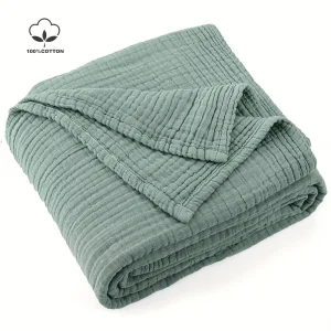 Battilo Coperta da tiro in mussola di cotone 100% per divano 6 strati traspirante leggera Boho per divano letto Grandi coperte estive 1