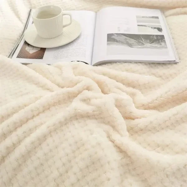 Coperte in pile corallo stile giapponese 300gsm primavera estate morbida soffice pelliccia sintetica visone tiro solido copridivano copriletto coperte scozzesi 3