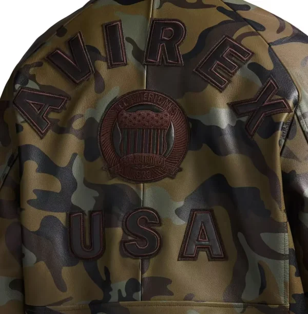 Giacca college da uomo in vera pelle AVIREX Us plus size Giacche ricamate in pelle di agnello europea spessa 6