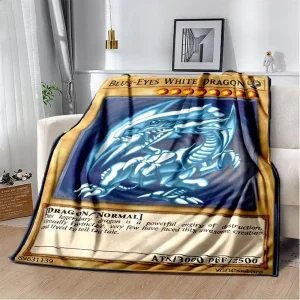 Anime Yu Gi Oh Card Coperta da tiro Occhi azzurri Drago bianco Anime Cartoon Morbida coperta di peluche Copriletto per camera da letto Decorazioni per la casa 1