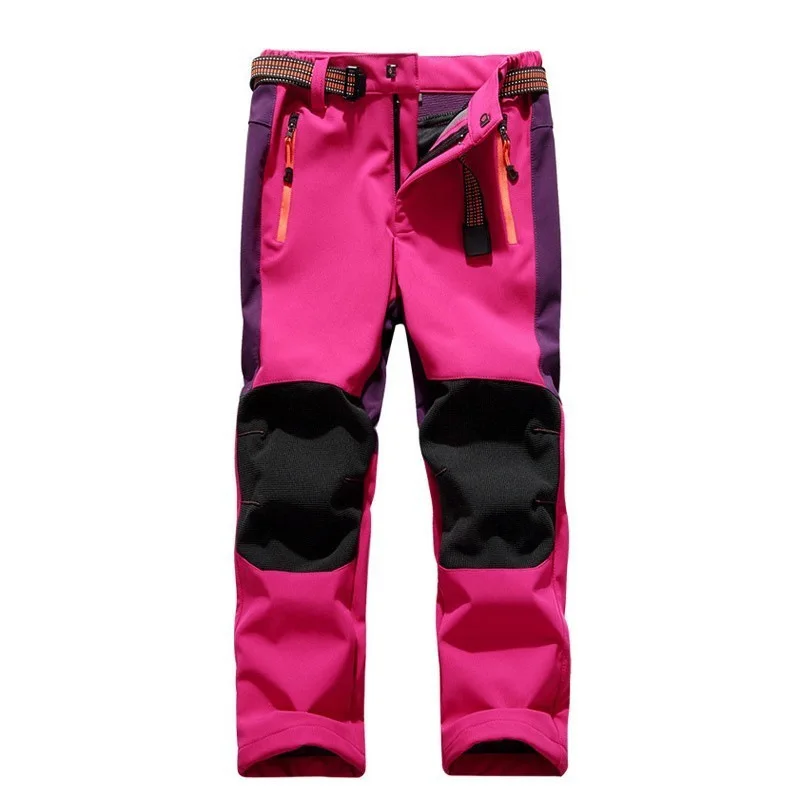 Pantaloni impermeabili per bambini all'aperto Pantaloni caldi Leggings da arrampicata sportivi antivento Patchwork Soft Shell Abiti abbigliamento per bambini 5