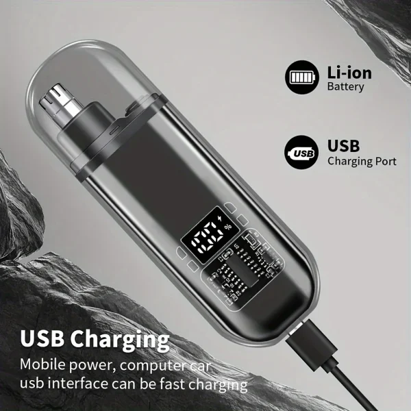 Adatto per uomo, tagliacapelli elettrico portatile per naso e orecchie con ricarica USB, mini design compatto, ricarica rapida 3