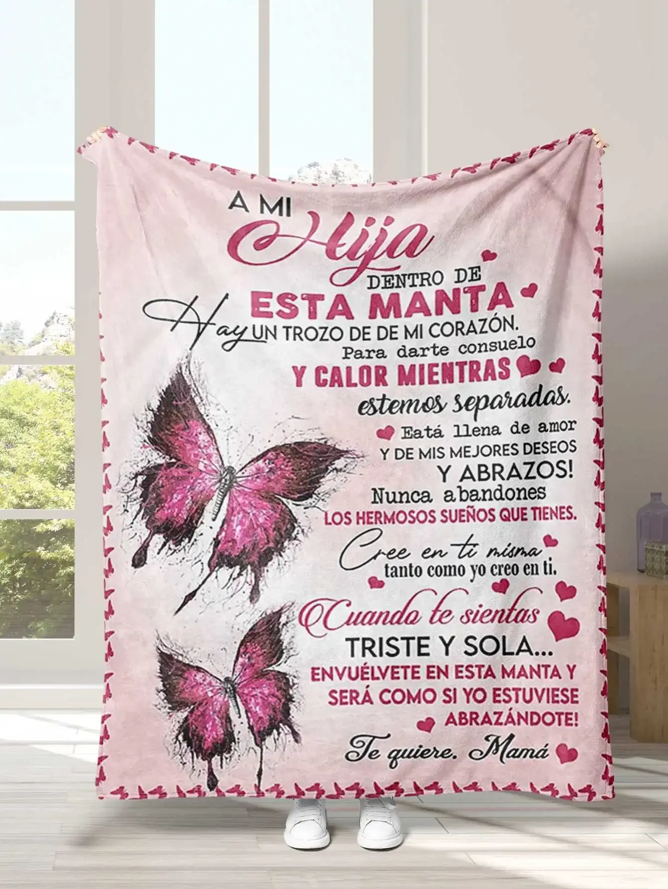 Coperta di flanella Super morbida per mia figlia figlio figlia da mamma papà versione spagnola divano letto coperte da tiro regali di compleanno 5