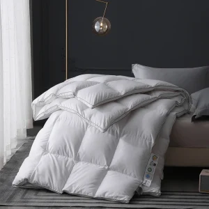 Piumini trapuntati in piuma d'oca bianca pura al 95% Premium-biancheria da letto di lusso con costruzione di scatole con deflettore chiuse, King Size per il riched 1