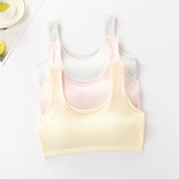 (12-16Y) reggiseno per bambini reggiseno sportivo per giovani morbido reggiseno da allenamento per ragazza intimo reggiseno Anti-sguardo in tinta unita 3