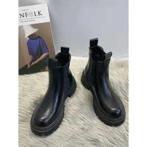 Stivaletti Chelsea da donna in pelle Autunno Inverno Moda Donna Capispalla Stivaletti firmati a testa tonda Zapatos con piattaforma da donna retrò 1