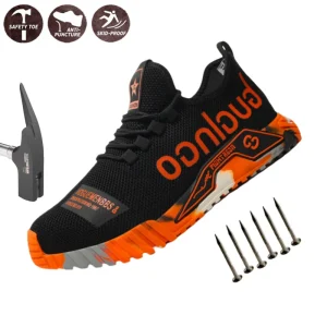 Scarpe antinfortunistiche indistruttibili Scarpe antinfortunistiche leggere e traspiranti antiscivolo Scarpe da lavoro per l'edilizia da uomo con punta in acciaio 1