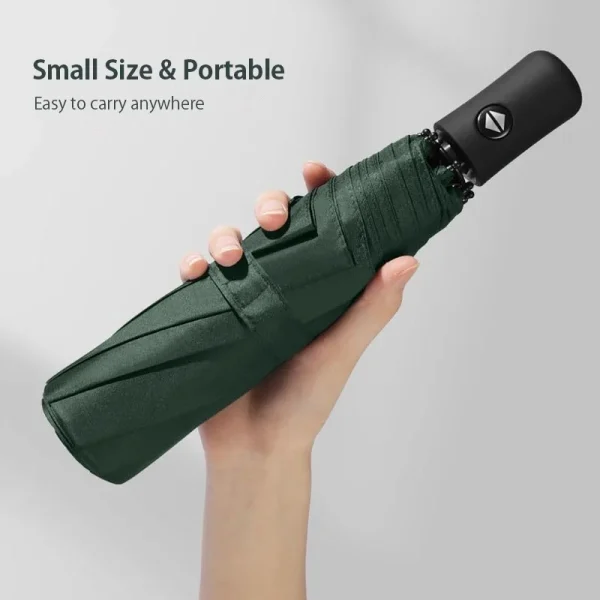 Ombrellone automatico per pioggia e sole Rivestimento nero Ombrellone Anti-UV 3 Pieghevole Resistente al vento Auto di lusso Grande antivento Donna Uomo 8 posti 2
