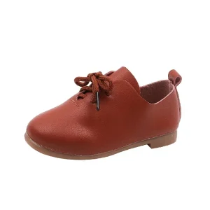 Scarpe da ragazzo primavera autunno Scarpe piccole in pelle solida moda per ragazze Scarpe da scuola leggere con suola morbida Mocassini da studente con lacci 1