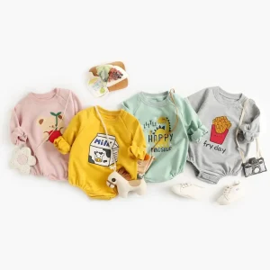 Sanlutoz Casual manica lunga neonati maschi ragazze tute autunno neonati vestiti Cartoon Toddler abbigliamento Onesies 1
