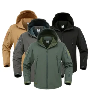 Giacca tattica invernale da uomo Softshell impermeabile con cappuccio in pile termico Top pesca all'aperto escursionismo campeggio pantaloni da caccia da sci 1