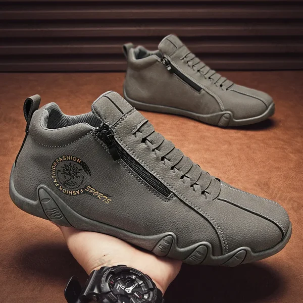 Scarpe da ginnastica casual da uomo Comfort Uomo Inverno Scarpe casual in pelle di nuova moda Scarpe da corsa alte con cerniera slip-on da uomo Scarpe antiscivolo 2