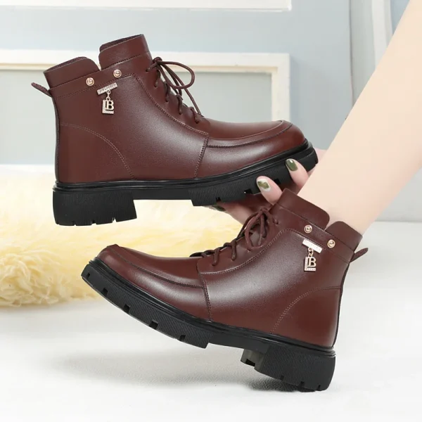Moda inverno nuove donne calde stivali Casual neri più velluto comode scarpe in cotone con suola spessa antiscivolo 4