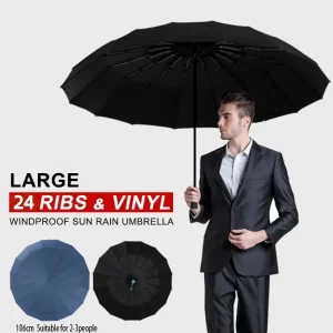 Ombrello pieghevole automatico a 24 ossa in tinta unita con protezione UV Ombrello durevole portatile leggero e casual per uomo e donna 1