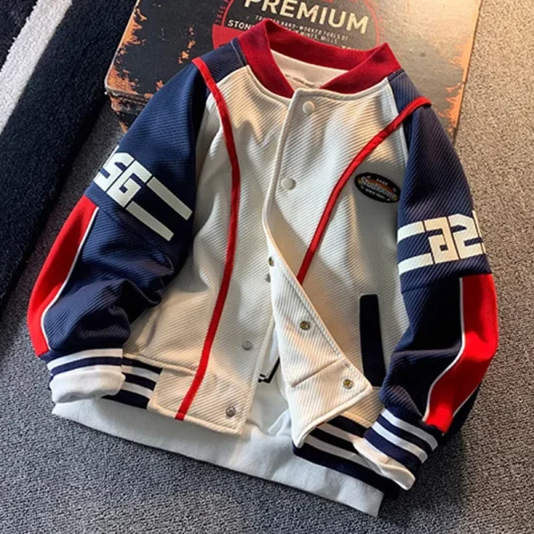 Giacca da baseball da ragazzo autunnale Nuova primavera Cappotti moda per bambini Bambini Casual Splicing Capispalla Adolescente Bello Lettera Vestiti 2