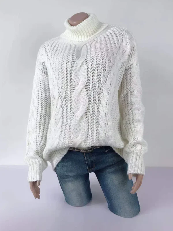 Autunno caldo inverno dolcevita manica lunga lanterna spessa nodo twist lavorato a maglia pullover maglione cappotti PYZL-37 6