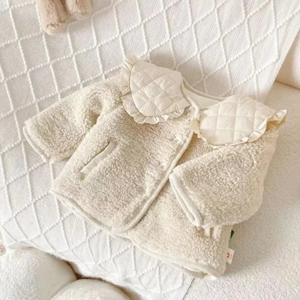 Neonate Soffici Giubbotti Cappotti imbottiti autunnali per bambini Bambino Turn-down Capispalla spesso Principessa Abbigliamento invernale caldo 1-6 anni 3