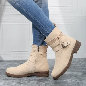 Stivaletti con fibbia per cintura da donna stivali Chelsea grossi autunno inverno donna nuovi stivali Vintage Casual con tacco medio di marca di design 2024 1