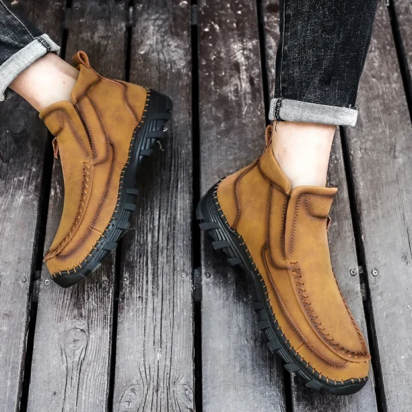 Stivali da uomo Autunno Inverno Nuove scarpe casual alte fatte a mano Scarpe da trekking antiscivolo da esterno Scarpe da uomo Stivaletti con cerniera Plus Size 38-48 6