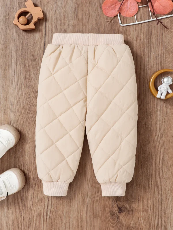 Autunno e inverno pantaloni da bambino maschili di colore chiaro elastico in vita stile a quadri con diamanti bello tutto più pantaloni spessi in pile 2