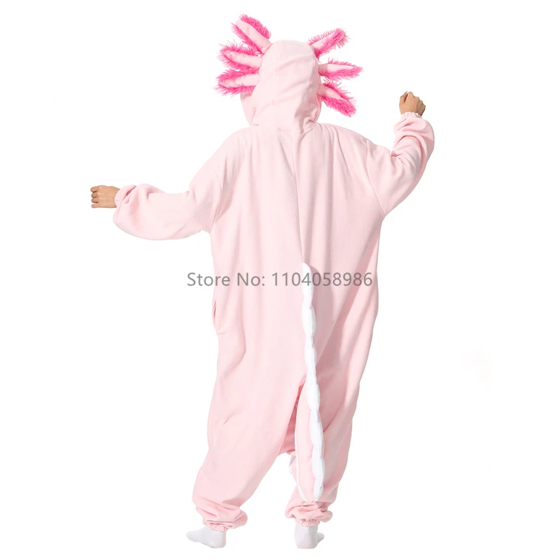 Animale Kigurumi Costume Halloween Tutina Rosa Axolotl Per Le Donne Degli Uomini Per Adulti Bambini Pigiama Del Fumetto Pigiama Cosplay Partito Homewear 2