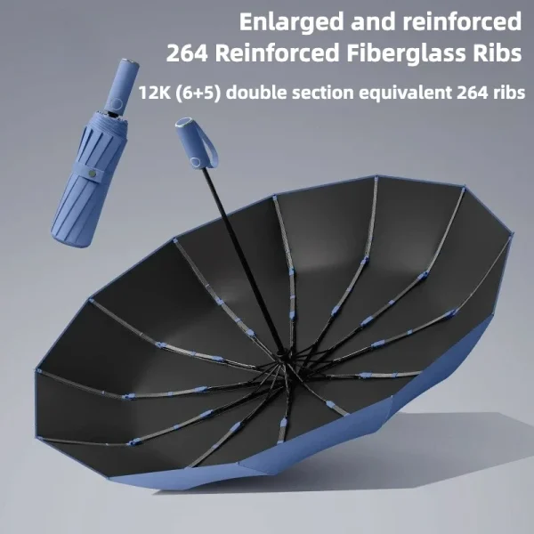 Ombrello pieghevole automatico resistente antivento, 264 stecche in fibra di vetro rinforzata, protezione UV UPF 50+ Ombrelli da sole e da pioggia per uomo donna 2