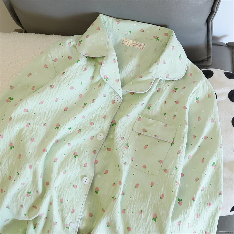 2 pezzi pigiama da donna pigiama da notte set pantaloni a maniche lunghe vestito stampa pesca ventilare morbido e confortevole casa per il tempo libero vestiti per la casa 6