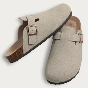 Comwarm Moda Uomo Zoccoli Pantofole Donna Classica pedana in sughero Ciabatte in pelle scamosciata Scarpe comode da patate con supporto per l'arco plantare Pantofole da spiaggia da uomo 1