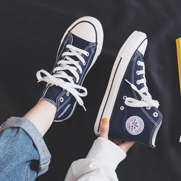 2025 Primavera e autunno nuovo studente stile coppia coreana scarpe da uomo alla moda Harajuku comode scarpe di tela alte 3