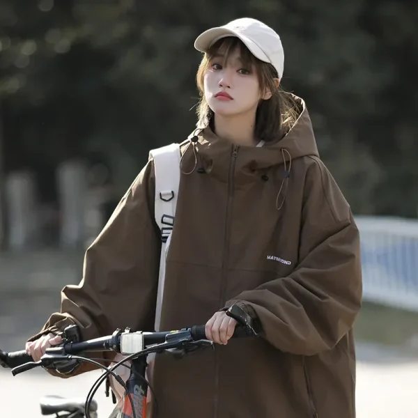 Autunno Donna Giacca a vento da baseball giapponese Giacche Manica lunga Cappotto singolo Capispalla High Street Harajuku Fashion Bomber Jacket 1