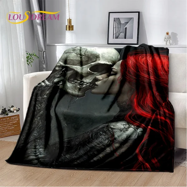 2025 Nuovo personaggio horror gotico Teschio Fantasma Coperta morbida, Coperta morbida per la casa Camera da letto Divano letto Picnic Viaggio Regalo per bambini 5