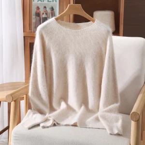Autunno Inverno delle Donne di Colore Solido 100% Visone Maglione di Cachemire Nozioni di Base Pullover Pelle Amichevole Maglieria Morbido Caldo Vestiti Femminili Top 1