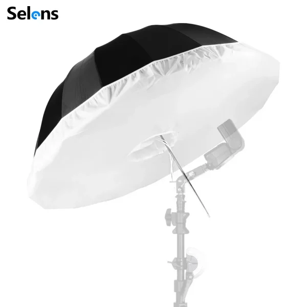 Ombrello riflettente fotografico da 51 pollici / 65 pollici Ombrello leggero per illuminazione da studio con panno di copertura per diffusore di luce e borsa portatile 3