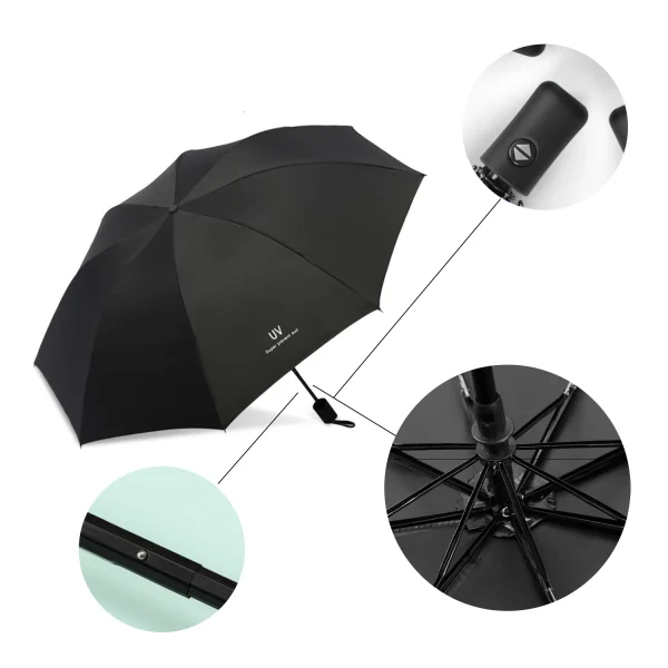 Ombrello pieghevole automatico a 8 nervature-compatto, leggero, resistente, protezione UV-ombrello da pioggia e da sole, parasole automatico 01 5