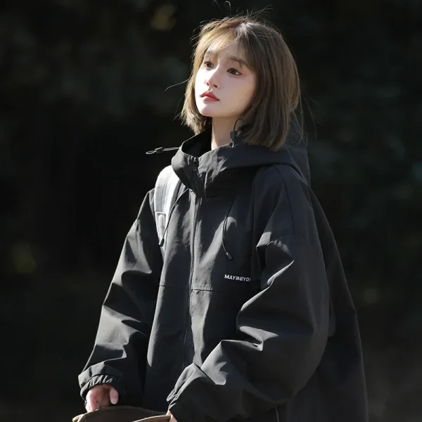 Autunno Donna Giacca a vento da baseball giapponese Giacche Manica lunga Cappotto singolo Capispalla High Street Harajuku Fashion Bomber Jacket 2