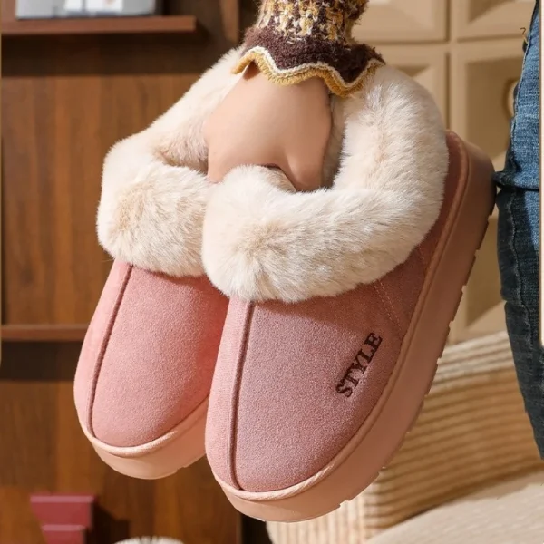 Nuovi stivali da neve con piattaforma per la casa da donna Scarpe di lana spesse e calde Scarpe da donna con stivaletti alla caviglia in velluto antiscivolo per esterni 1