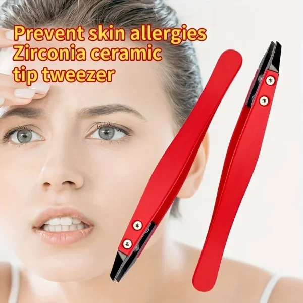 Pinzette a punta in ceramica con zirconia Pinzette in acciaio inossidabile con punte inclinate Bordi Sopracciglia Barba Pinzette per ciglia per capelli 5