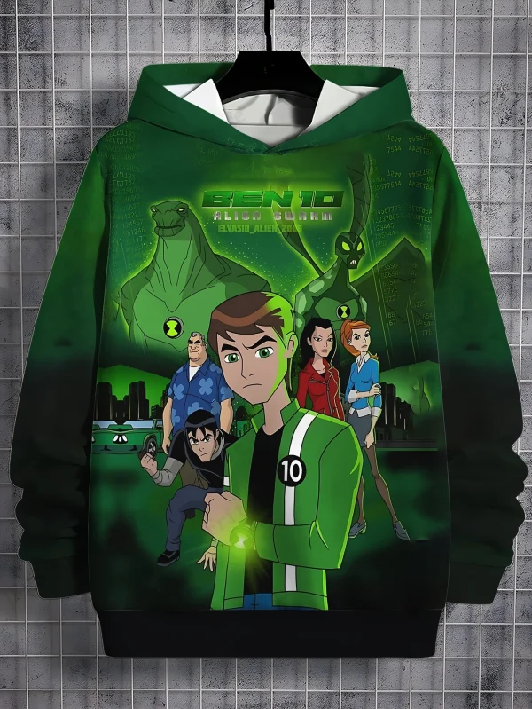 Cartoon Anime Ben 10 Felpe con stampa grafica 3d Uomo Donna Moda Felpa con cappuccio Ragazzi Ragazze Felpa Donna Felpe Uomo Tute Sport 5
