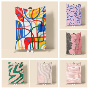 Morandi Coperta colorata Abstract Botanical Graffiti Design Scandinavo Minimalista Coperta per divano Cafe Home Doppio scopo 1