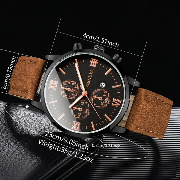 1/2PCS Orologi da uomo d'affari Moda Roma quadrante calendario orologio al quarzo cinturino in pelle orologi da polso maschili Reloj Hombre (senza scatola) 6