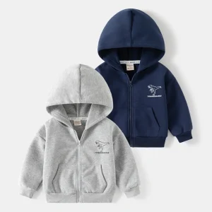 2024 coreano autunno bambini ragazzo giacca sciolto dinosauro stampa ragazzino felpa con cappuccio in cotone solido manica lunga capispalla cappotto 1