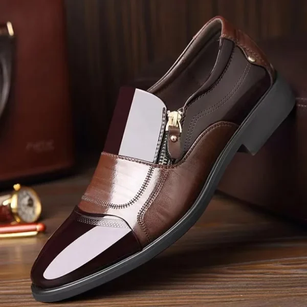 Nuove scarpe in pelle da uomo autunnali scarpe da uomo Casual comfort Casual con cerniera per affari di moda piatta antiscivolo a punta affilata 3