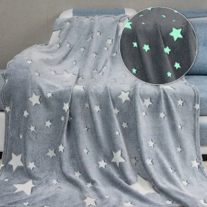 1 pezzo di coperta da tiro con luna che si illumina al buio per ragazzi e ragazze, coperta luminosa per compleanno per bambini piccoli, coperte morbide e accoglienti 1